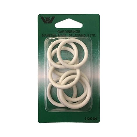 Plastik gardinringe 25 mm hvid