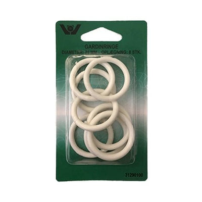 Plastik gardinringe 25 mm, hvid - KreStoffer