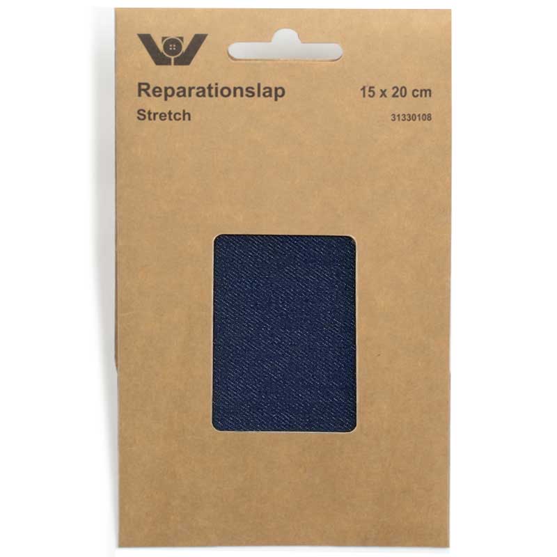 Reparationslap stretch mørk denim blå