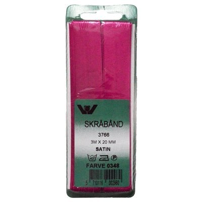Satinskråbånd, pink - KreStoffer