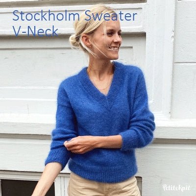 Stockholm Sweater v-neck fra PetiteKnit (Opskrift i fysisk papirudgave) - KreStoffer