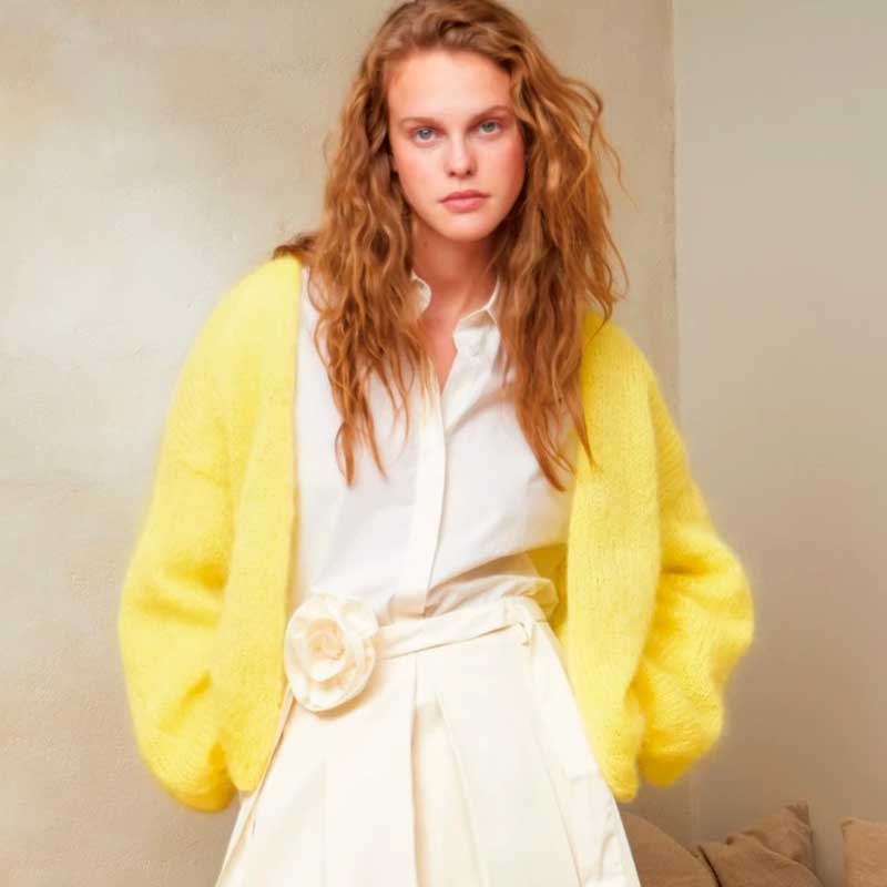 Strikkekit 2402-1 Facile Cardigan i Ballerina Chunky Mohair garn (LIGE NU inkl. gratis opskrift) - KreStoffer