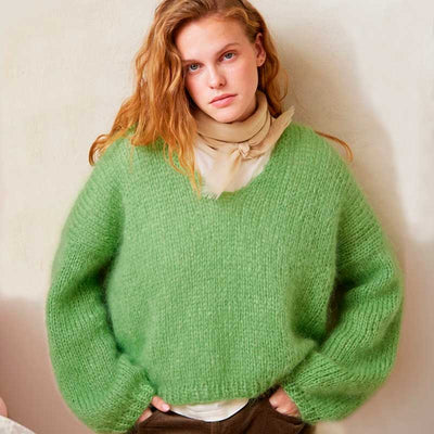 Strikkekit 2402-3 Facile Sweater i Ballerina Chunky Mohair garn (inkl. gratis opskrift) - KreStoffer
