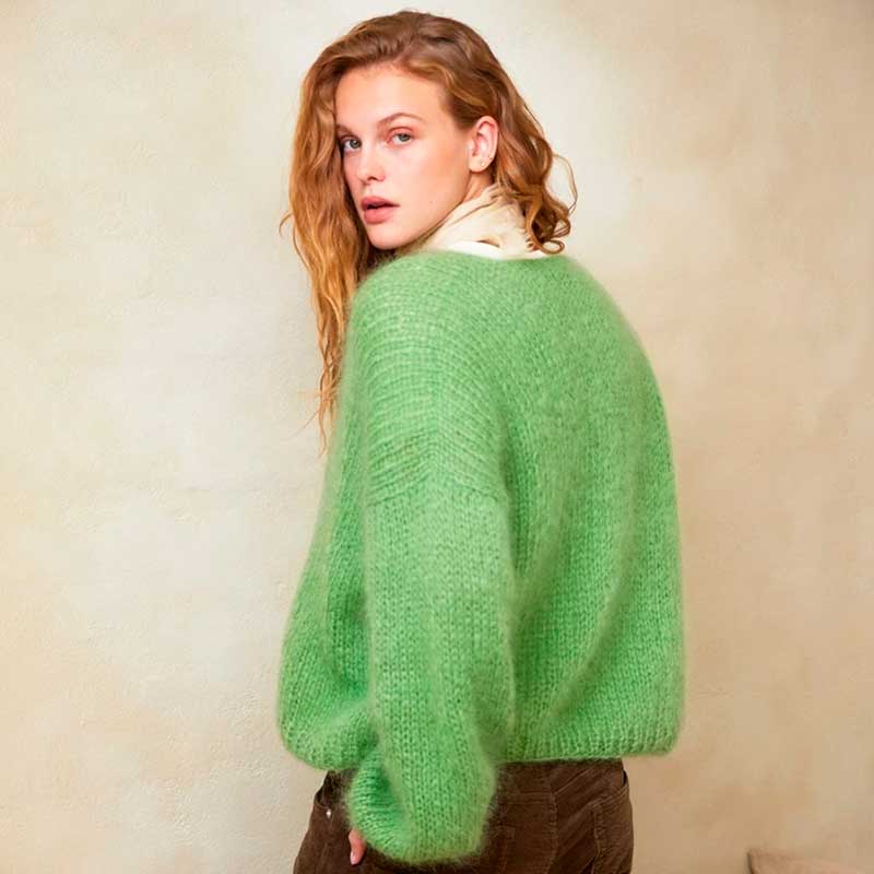 Strikkekit 2402-3 Facile Sweater i Ballerina Chunky Mohair garn (inkl. gratis opskrift) - KreStoffer