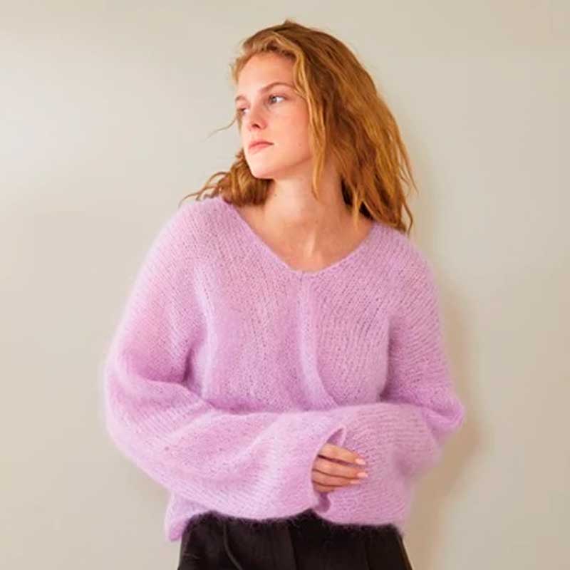 Strikkekit 2402-4 Facile Sweater i Ballerina Chunky Mohair garn