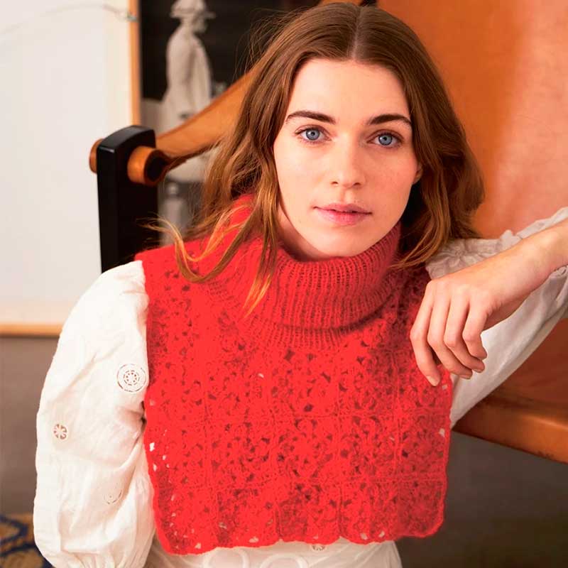 Strikkekit 2403-1 Fleur Neck i Tynd Peer Gynt og Tynd Silk Mohair (inkl. gratis opskrift) - KreStoffer
