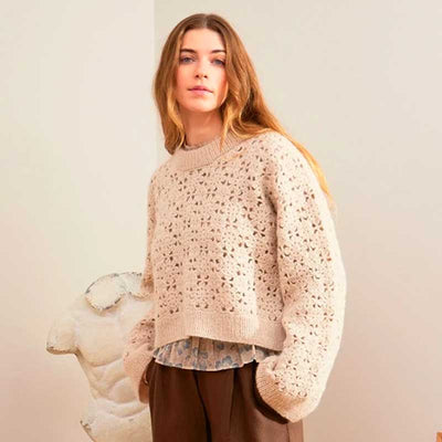 Strikkekit 2403-6 Fleur Sweater i Tynd Peer Gynt & Tynd Silk Mohair (Inkl. gratis opskrift) - KreStoffer