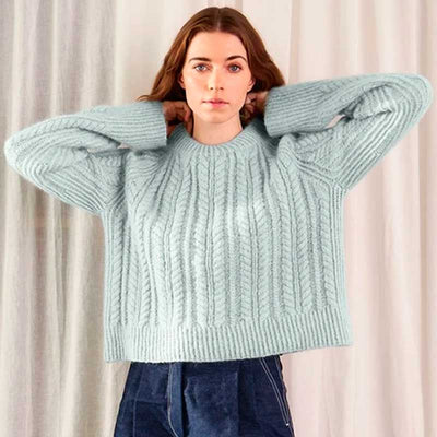 Strikkekit 2403-10 Kaja Sweater i KOS garn og Tynd Silk Mohair (inkl. gratis opskrift) - KreStoffer
