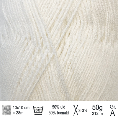 Lana Cotton 212 garn fra Hjertegarn farve Hvid LACO1090 - KreStoffer