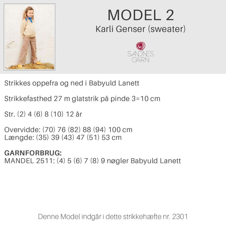 Strikkeopskrifter 2301 fra Sandnes Garn barn HÆFTE 2301-2