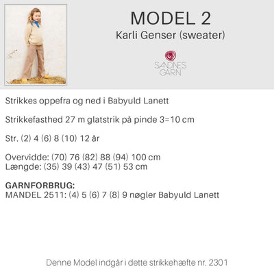 Strikkeopskrifter 2301 fra Sandnes Garn, barn - KreStoffer