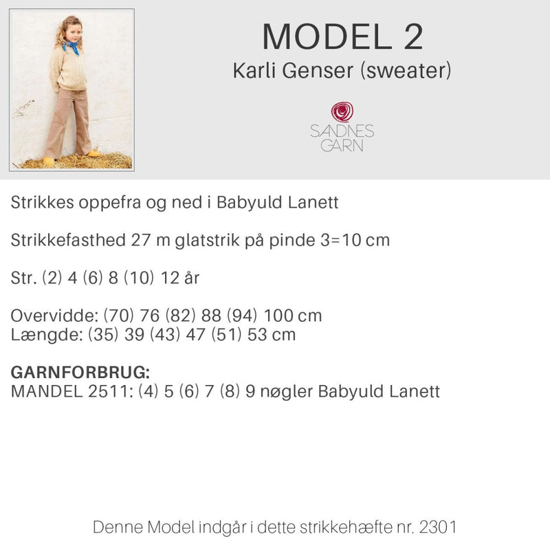 Strikkeopskrifter 2301 fra Sandnes Garn, barn - KreStoffer