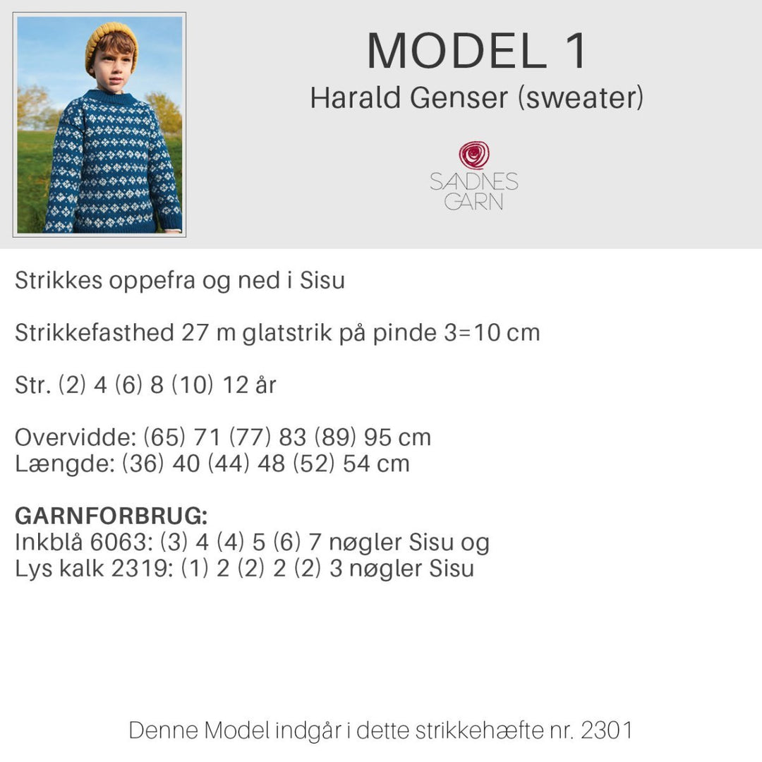 Strikkeopskrifter 2301 fra Sandnes Garn barn HÆFTE 2301-1