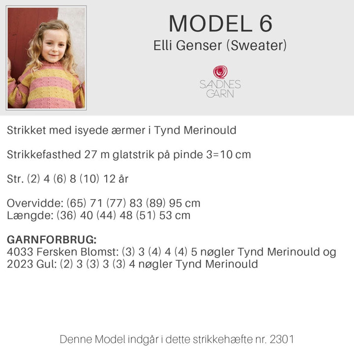 Strikkeopskrifter 2301 fra Sandnes Garn barn HÆFTE 2301-6