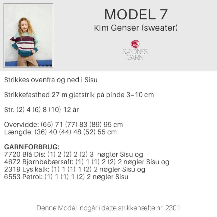 Strikkeopskrifter 2301 fra Sandnes Garn barn HÆFTE 2301-7